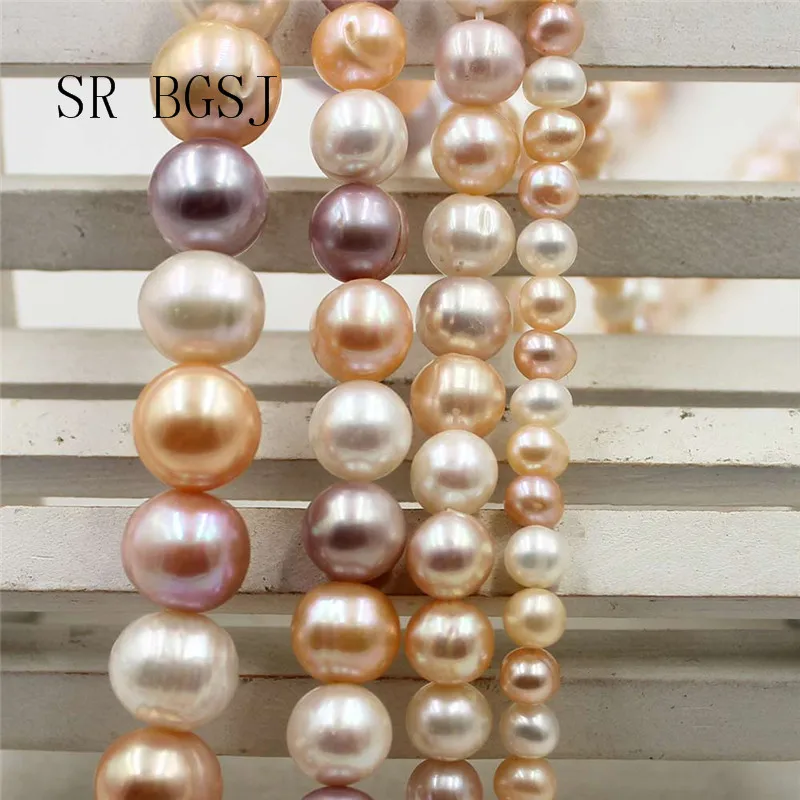 

Free Shipping 6mm 8mm 10mm 12mm Natural Round Mixed Colors AA Grade Freshwater Pearl Loose Beads Strand 15"