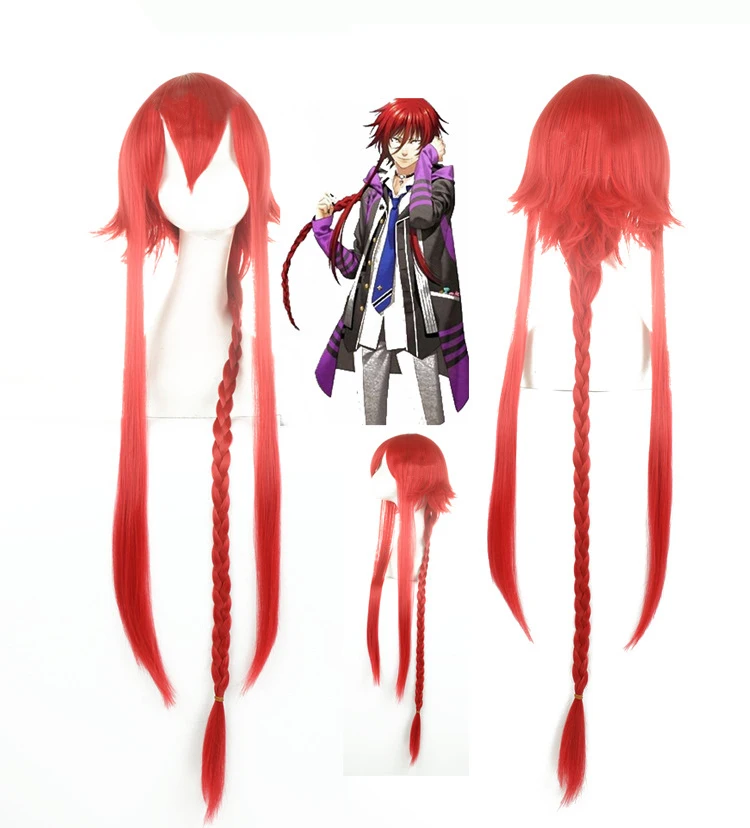 

Kamigami No Asobi Loki Laevatein Cosplay Wigs for Women Man Unisex Synthetic Wig Long Braid Straight Fake Hair Red Anime Hallowe