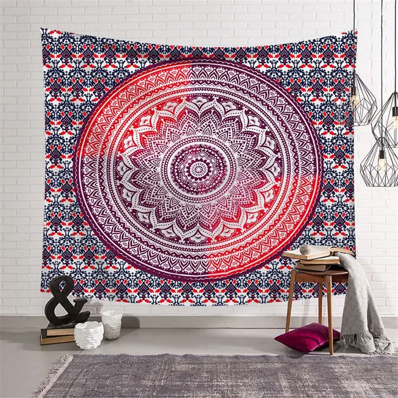 150*200cm Indian Mandala Tapestry Yoga Mat Bedspread Hippie Home Decor Wall Hanging Bohemia Beach Towel large Tapestry - Цвет: K