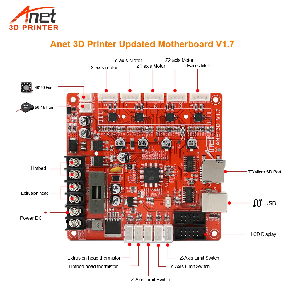 Anet V1.7 New Update Motherboard For 3D Printer Parts RepRap Reprap Prusa i3 Logic Board |