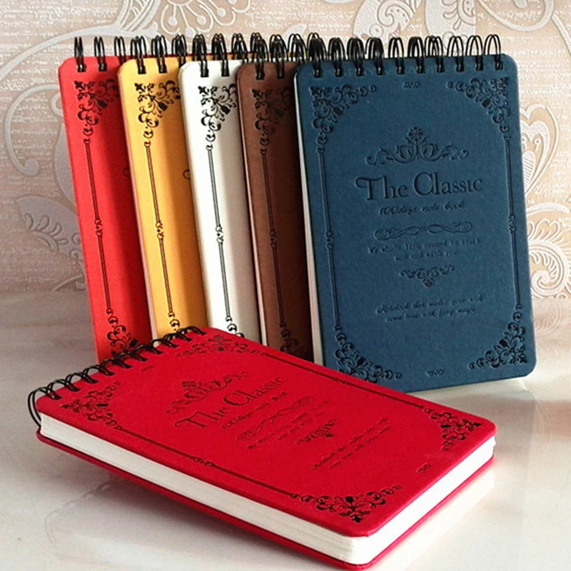 

Vintage Spiral Book Coil Thick Notebook Paper A5 Journal Diary Agenda Sketchbook For Notebook Paper Stationery Store