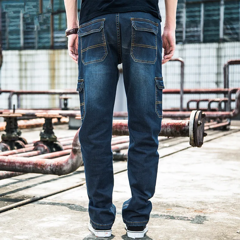 MORUANCLE новые мужские мешковатые карго Джинсы Брюки повседневные свободные тактические джинсовые брюки для больших и высоких мульти карманы размера плюс 28-42