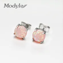 Mostyle создан Белый огненный опал кубического циркония посеребренные серьги оптом и в розницу Женские Ювелирные серьги-гвоздики