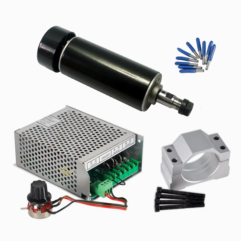 

DC 500W CNC Spindle Air Cooled Mach3 Power Supply Governor 52MM Clamp ER11 Collet 3.175mm CNC Machine Parts