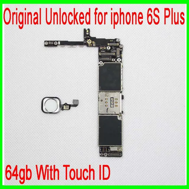 White for iphone 6s Plus Motherboard with Touch ID,64gb original unlocked for iphone 6s plus