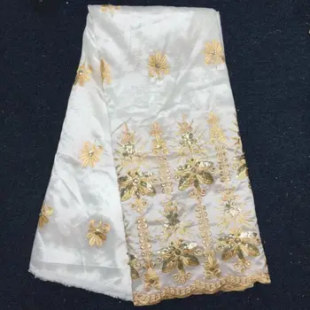 

african george fabric white free shipping High Quality george lace with sequins 2017 hot sale african lace fabric