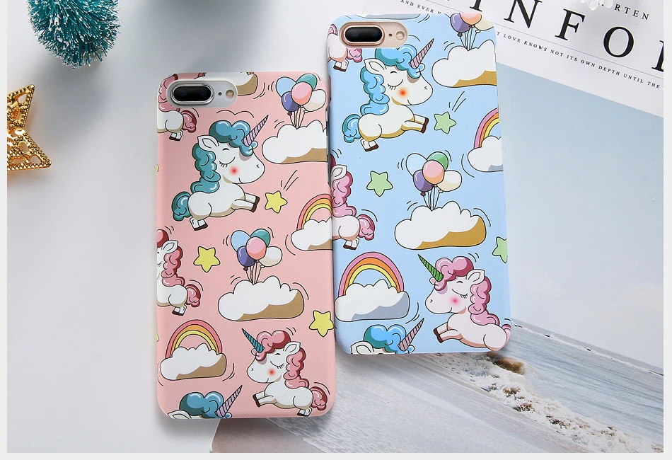 KISSCASE Единорог рисунком чехол на айфон 8 7 6S 6 X XS Max XR Cute Case телефон чехлы для iPhone 8 7 6S 6 Plus Жесткий PC задняя крышка аксессуары 10 Милый Девчушки чехол для iPhone X 5S SE 5 10