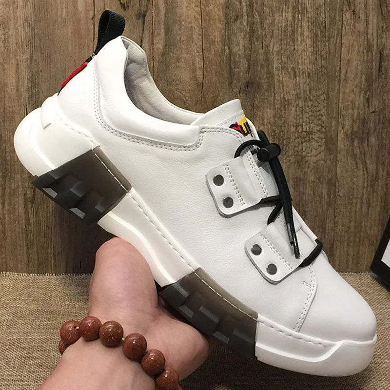 

Spring 2019 Genuine Leather Casual Skateboarding Shoes Man Brand Fashion Sport Shoes For Men Athletic Walking Sneakers Male
