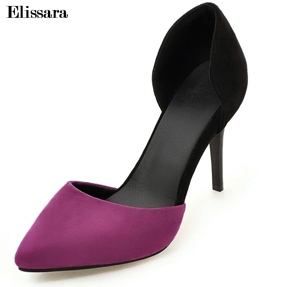 

Elissara Sexy Women High Heels Shoes Women Pointed Toe Mixed Colors Slip On Pumps Women's Shoes Plus Size 33-47