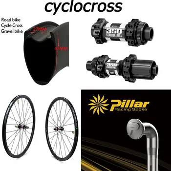 

Carbon Fiber Gravel Bike Wheel Cyclocross Wheelset With Pillar Spoke And DT Swiss 350 6-Bolt or Center Lock Hub