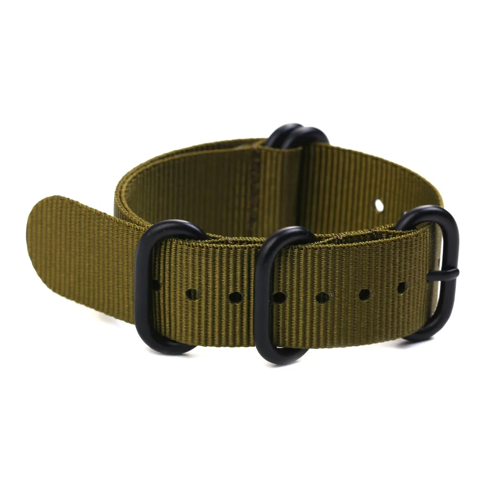 

1pc Top Quality 20mm 22mm 24mm Nylon Watch Band Nato Zulu Watch Band Straps with 5 Rings black buckle