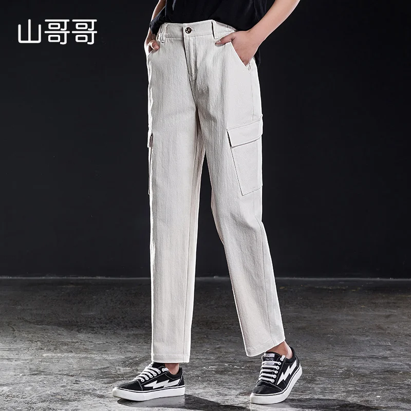 

Women Cargo Pants 2019 New High Waist Pockets Zipper Ankle-Length Casual Regular Pants Spring Summer High Qualitybest