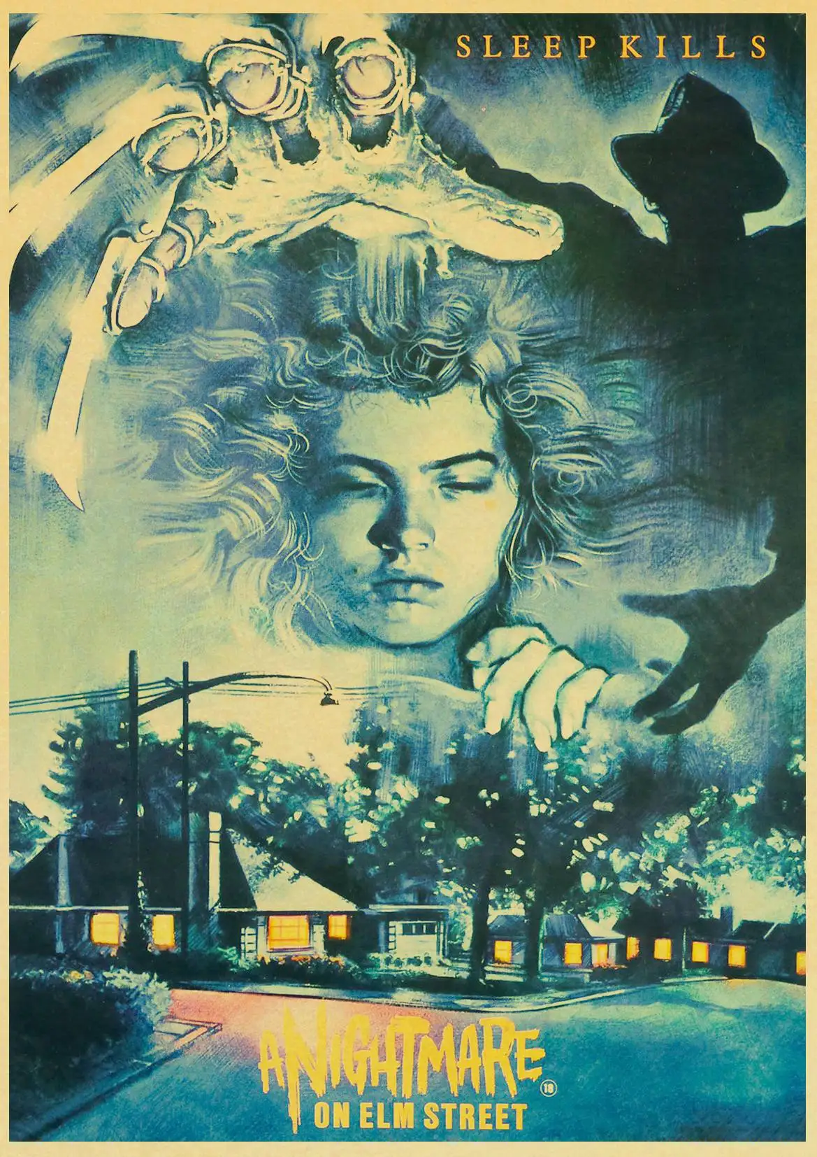 Классические американские фильмы ужасов стикеры в ретро стиле из крафт бумаги