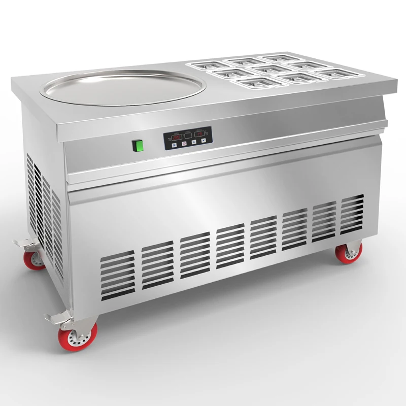 

220V 110V intelligent temperature control round fried ice cream machine / fruit machine can make users earn money to earn