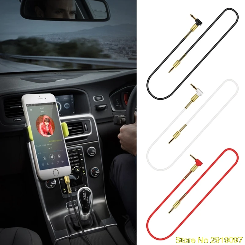

3.5mm Gold Plated Male To Male 90 Degree Angle Audio Aux Cable For Car Stereo PC