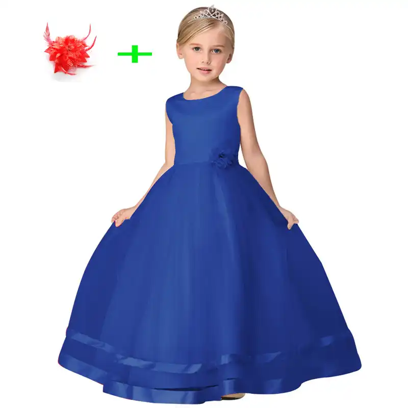 little girls ball gown blue pink red beige purple prom dresses age 3 4 5 6 7 8 9 10 11 12 kids party clothing