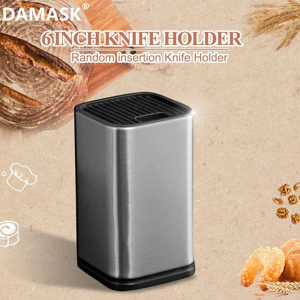 

DAMASK Stainless Steel Outlook Kitchen Knife Stand Multifunctional Kitchen Knives Holder Ceramic Steel Damascus Knife Set Block