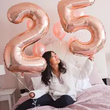 2 pçs 32 ou 40 polegada feliz 25 balões da folha de aniversário rosa azul ouro número 25th anos de idade decorações de festa homem menino menina suprimentos