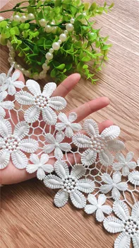 

High Quality Venice African lace Trim Accessories,Off White Watersoluble Embroidery Plum Shaped Trim Costume Decoration 10 YARDS