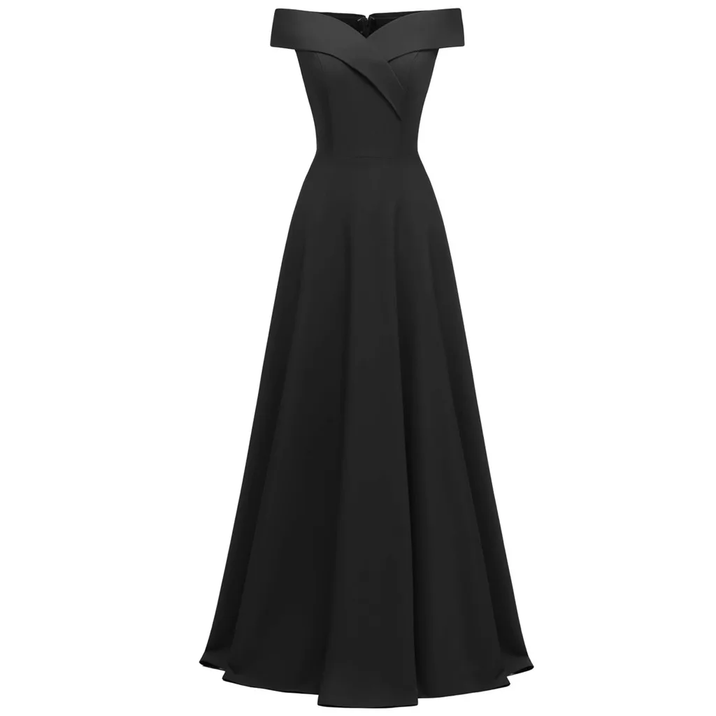 Summer Sexy Party Dress Women Black Vintage Off Shoulder Maxi Dresses Woman Party Night Gothic Runway Women Clothes 2019