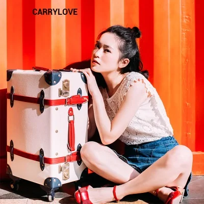 US $131.82 CARRYLOVE Business Women Travel Essential 202428 Inch PU Vintage Rolling Luggage Spinner Brand Travel Suitcase