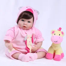 22 inch 55 cm Silicone baby reborn dolls for Children Rosa garment beautiful birthday gift doll