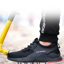 Мужская Рабочая обувь со стальным носком; Повседневные Дышащие уличные кроссовки; непромокаемые ботинки; удобные промышленные ботинки для мужчин