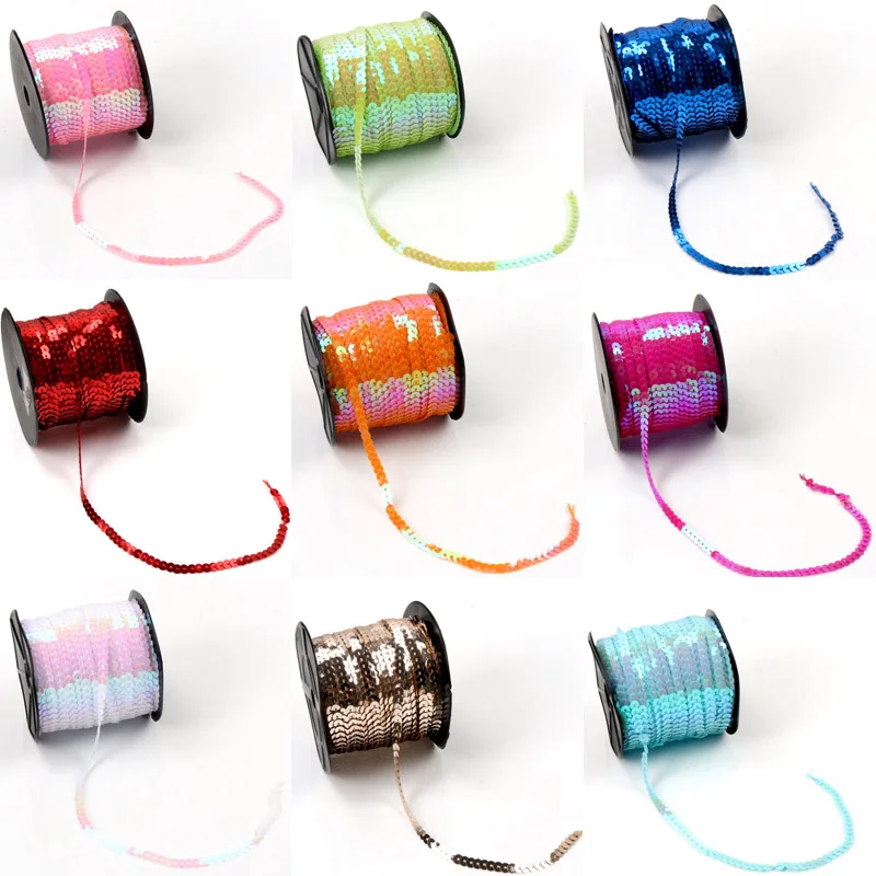 

Garment Decoration Accessory 10 yard/Lot 6mm Loose Round Flat Multicolor Sequins Sewing On Trims For Crafts Children DIY