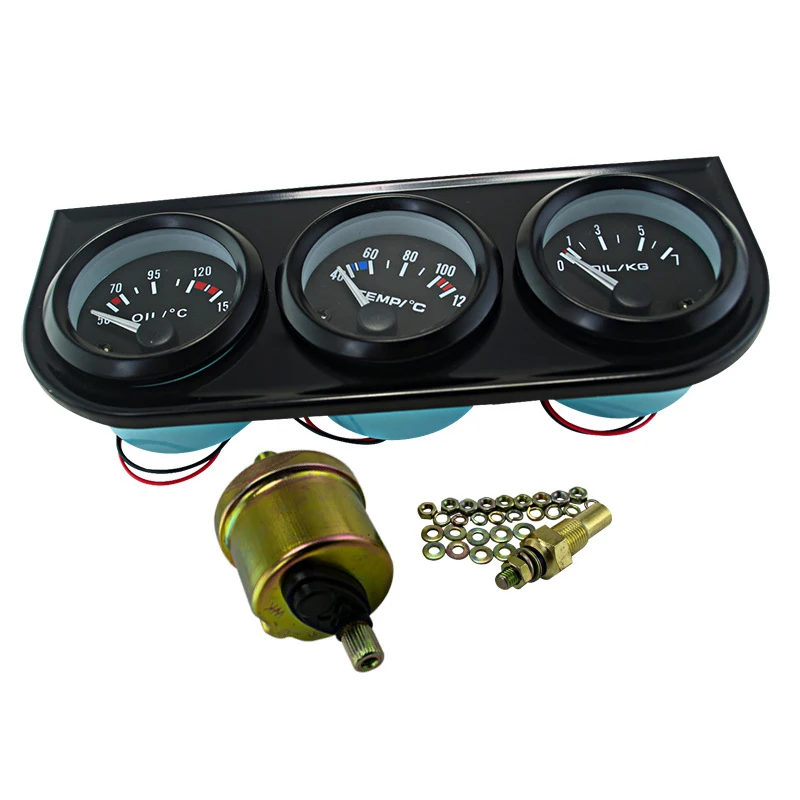 

52mm Triple kit Oil Temp Gauge + Water Temp Gauge + Oil Pressure Gauge with Sensor 3in1 Car Meter