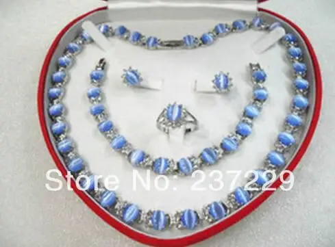

Wholesale price FREE SHIPPING ^^^^women's jewelry sky blue opal white gold Earring Bracelet Necklace Ring