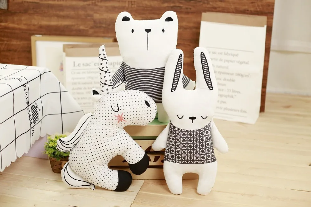New Cotton Animal Plush Toys Nordic Style Rabbit Unicorn Bear Pillow Cushion Toys Children's Toys Baby Room Decoration 11