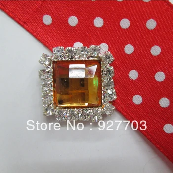 

(CM400 17mm)100pcs Square Glod Acrylic Metal Crystal Button