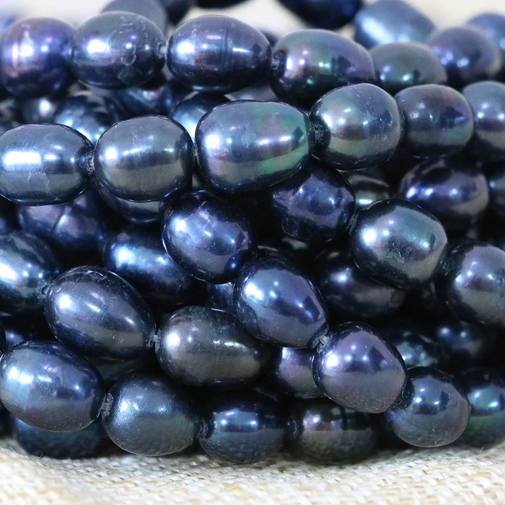 Fashion 7-8mm natural rice black freshwater pearl loose beads wholesale retail fine Hot sale jewelry making 15inch B1372