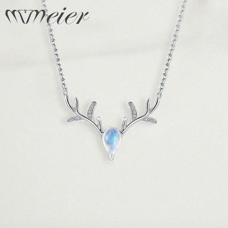 Moon Light Stone Elk Horn модное ожерелье Рождественская цепочка подвеска гипоаллергенные