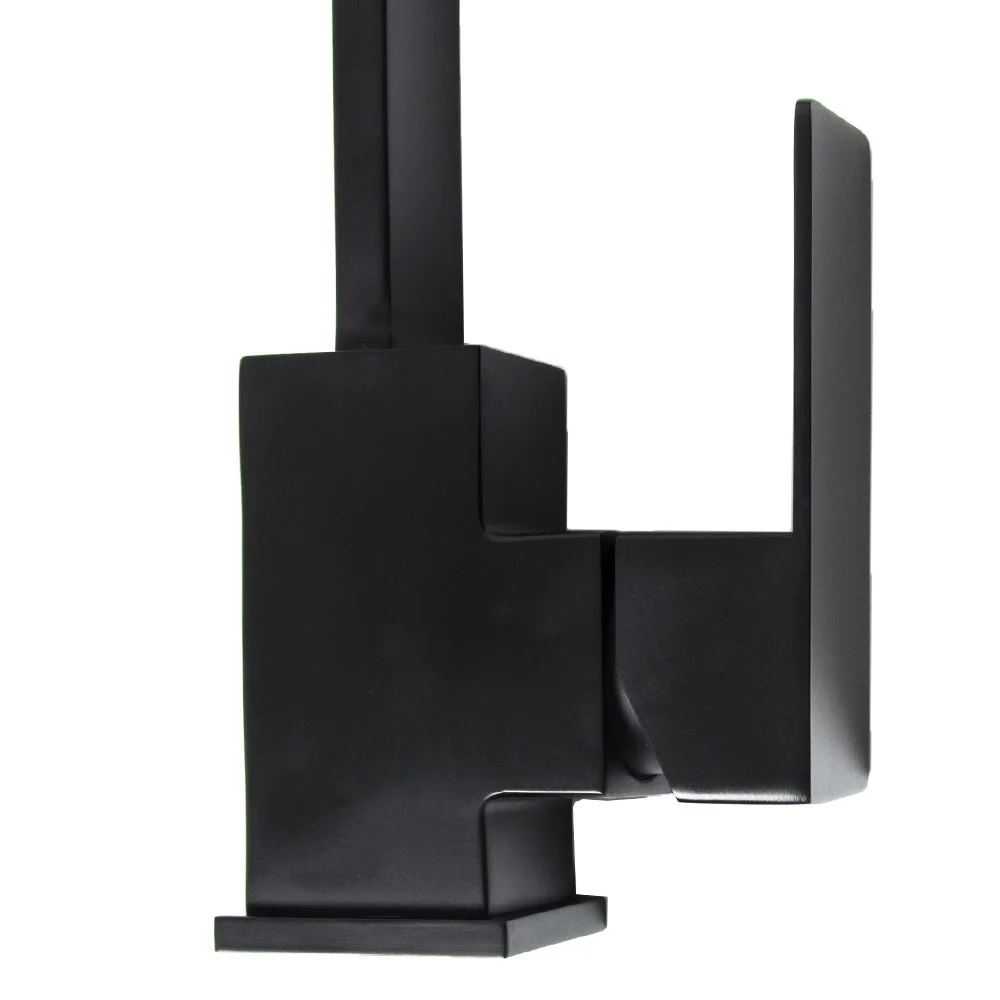 Матовый черный цвет квадратный стиль смеситель для кухни SUS304 материал вращение на одно отверстие на бортике Кухонная Раковина Водопроводный Кран