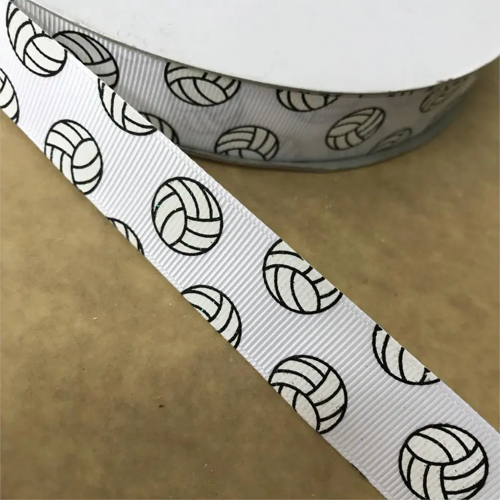 Crazy Discount 7/8" 22mm Glitter Volleyball Sport Printed Grosgrain