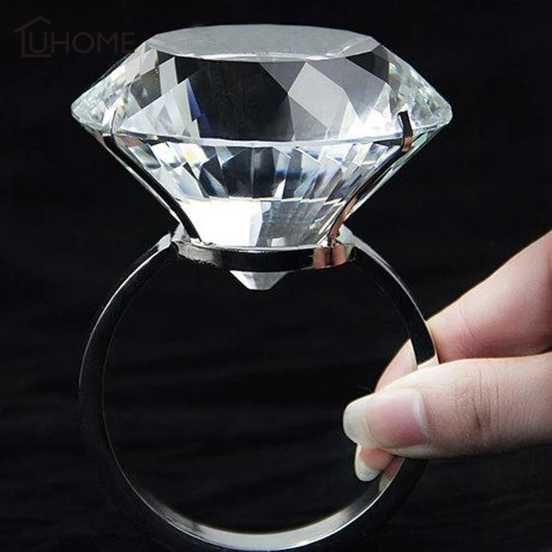 8 см огромное кольцо с кристаллом в виде бриллианта вечерние свадебные украшения для дома Стекло Ремесло Декор настольное украшение автомобиля рождественский подарок