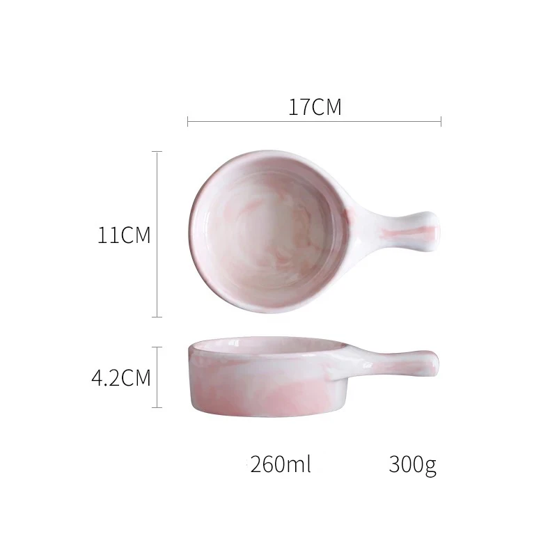 NOOLIM скандинавские мраморные миски для риса кухонная посуда для дома Креативный дизайн керамическая чаша лапша суп чаша с ручкой - Цвет: 7 inch pink