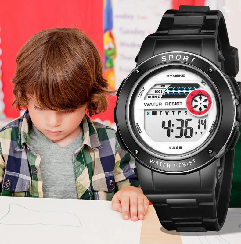 TZ#503 Children Boys Student Waterproof Sports Watch LED Digital Date Wristwatch 9368 Free Shipping