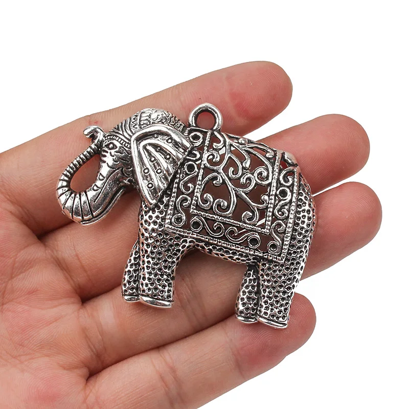 

1PC Antique Silver Alloy Metal Hollow Out Elephant Animal Charms Pendants Jewelry Findings Accessories Fit DIY Necklace