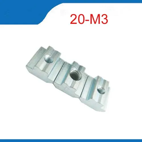 20pcs/lot T Sliding Nut Block Square nuts M3 for 2020 Aluminum Profile Slot Zinc Coated Plate