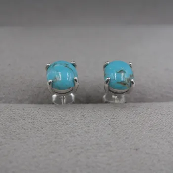 

Retro Sterling S925 Silver Earrings Blue Tiger'eye For Women Ladies Girl 19*8mm Stud Earrings Hook 2018 Hot