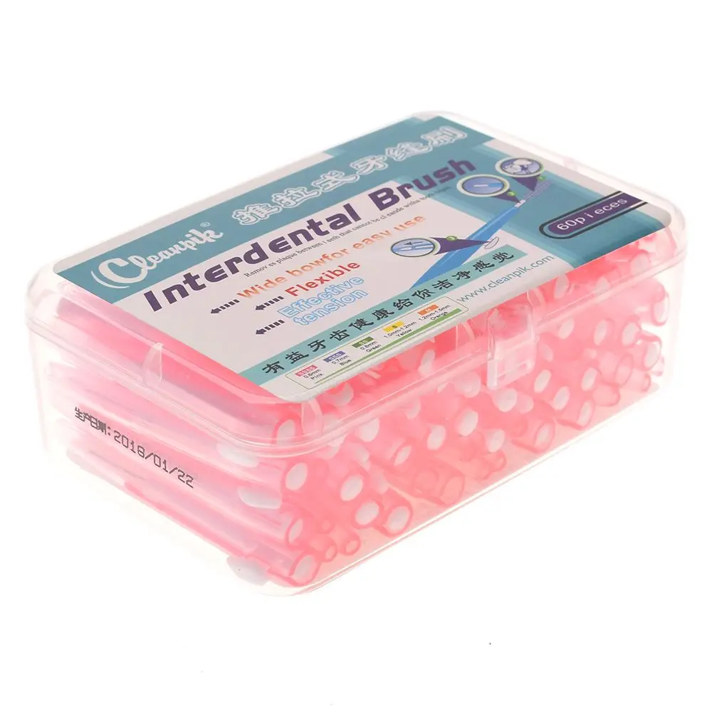 

60 pcs/pack Push-Pull Interdental Brush 0.6mm Gum Interdental Brush Orthodontic Wire Brush Toothbrush Oral Care Toothpick