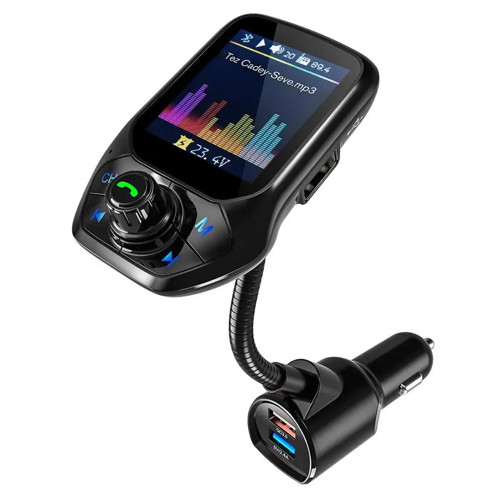 

Binyeae Bluetooth 4.2 FM Transmitter Radio Adapter Car Handsfree Calling 3 USB Port with QC3.0 Fast Charge FM Transmitter Module