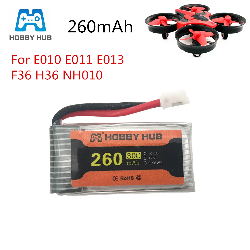 Аккумулятор Hobby Hub для H36 E010 E010C E011 E012 E013 F36 NH010 3 7 В 260 мАч|Детали и аксессуары| |