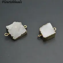 Две петли белая Друза кварц квадратной формы бусины Ювелирные Разъемы ожерелье звенья 6 шт. в партии
