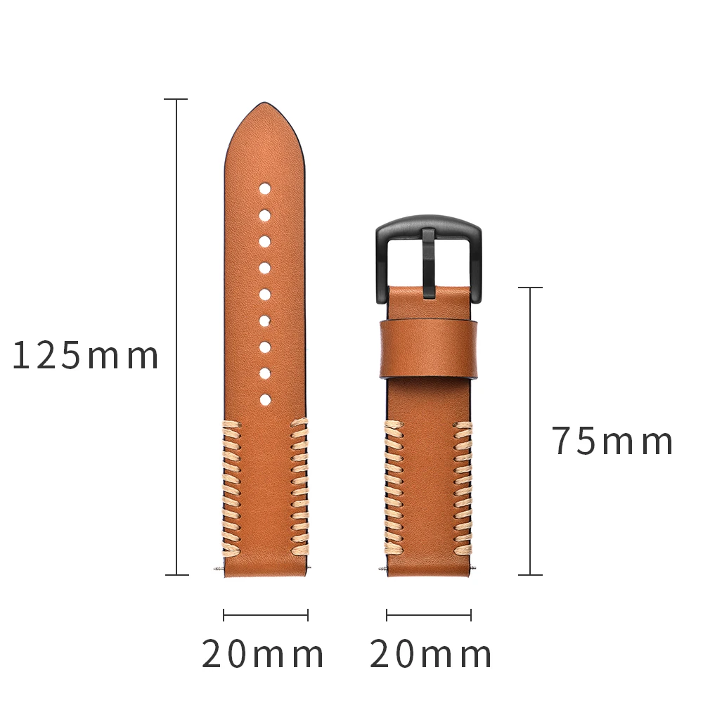 20MM band for AMAZFIT watch band Handmade real leather bracelet for xiaomi men's watch strap (6)
