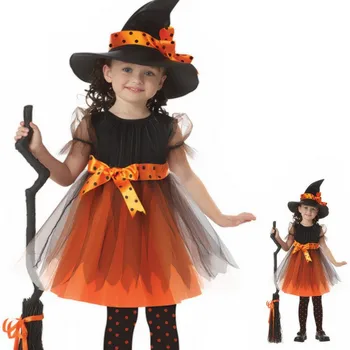 

Halloween Christmas Costumes Kids Girls Children Fly Witch Pirate Dress Hat Costume Bow-knot Party Cosplay Performance Clothes