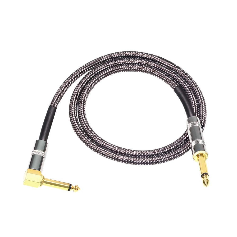 1 pc 6.35 gold-plated guitar line electric guitar cable high-end woven mesh guitar audio cable 3m