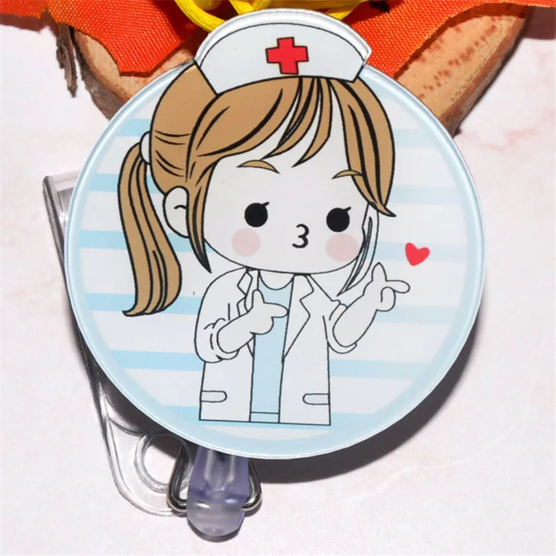 

Cartoon Doctor Nurse Retractable Pull Badge Holder Reel ID Key Lanyard Name Tag Card Badge Holder Reels For KIDS Office Supplies